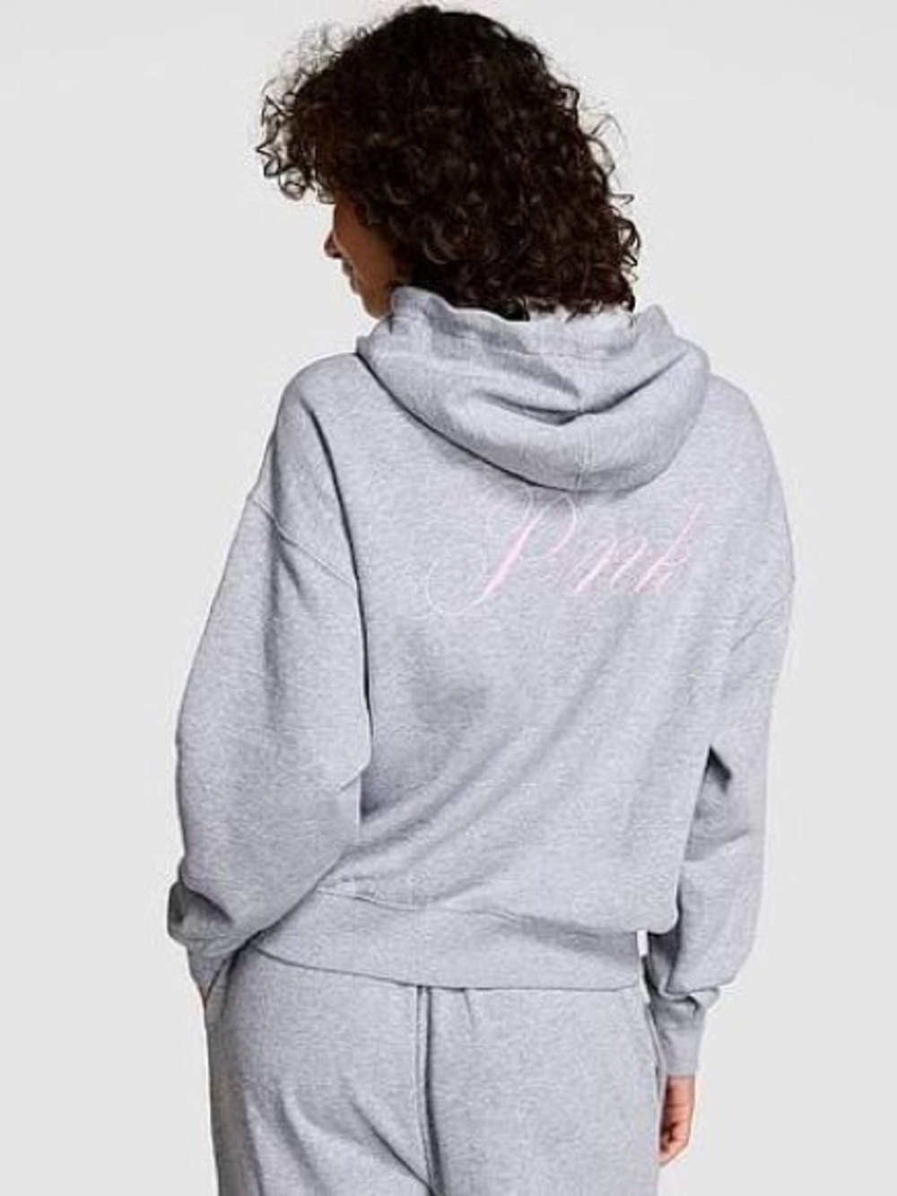 Pink VS Campus Fleece Half Zip Hoodie Heather Grey Holiday